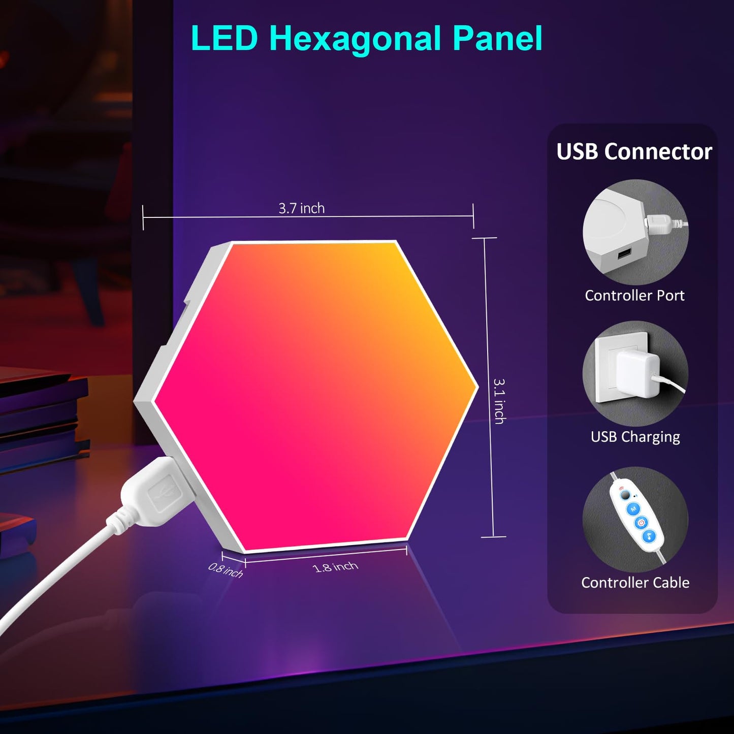 JIMIMORO 20-Pack Hexagon Light Panels – Smart RGB LED Wall Lights with App & Remote – Music Sync Gaming Lights for Gamers, Game Room Decor, Gaming Equipment, Living Room, Bedroom, Kids & Adults