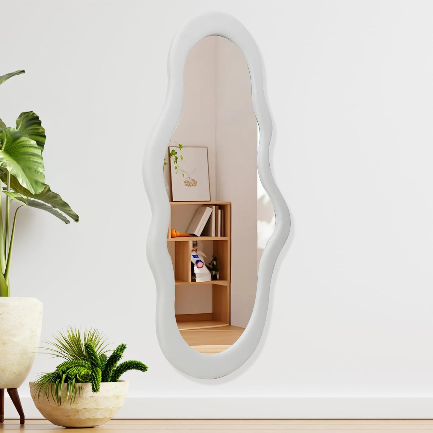 BST FURNH Small Cloud Mirror - Unique 44x21 Inch Full Length Wall Mounted Tall Mirror for Bedroom, Bathroom, Living Room