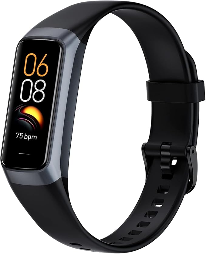 Fitness Tracker with 24/7 Heart Rate, Blood Oxygen Blood Pressure Sleep Monitor, Activity Trackers 5 ATM Waterproof,Step Calorie Counter Pedometer Health Smart Watch for Women Men (Dark)