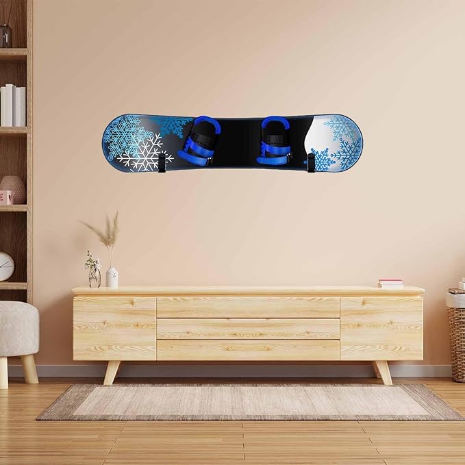 Snowboard Wall Mount & Skateboard Display Rack - Horizontal Hanger Clips for Snowboards, Longboards, Skateboards - Space Saving Storage Solution for Garage, Bedroom, Living Room (Black, 4 PCS)