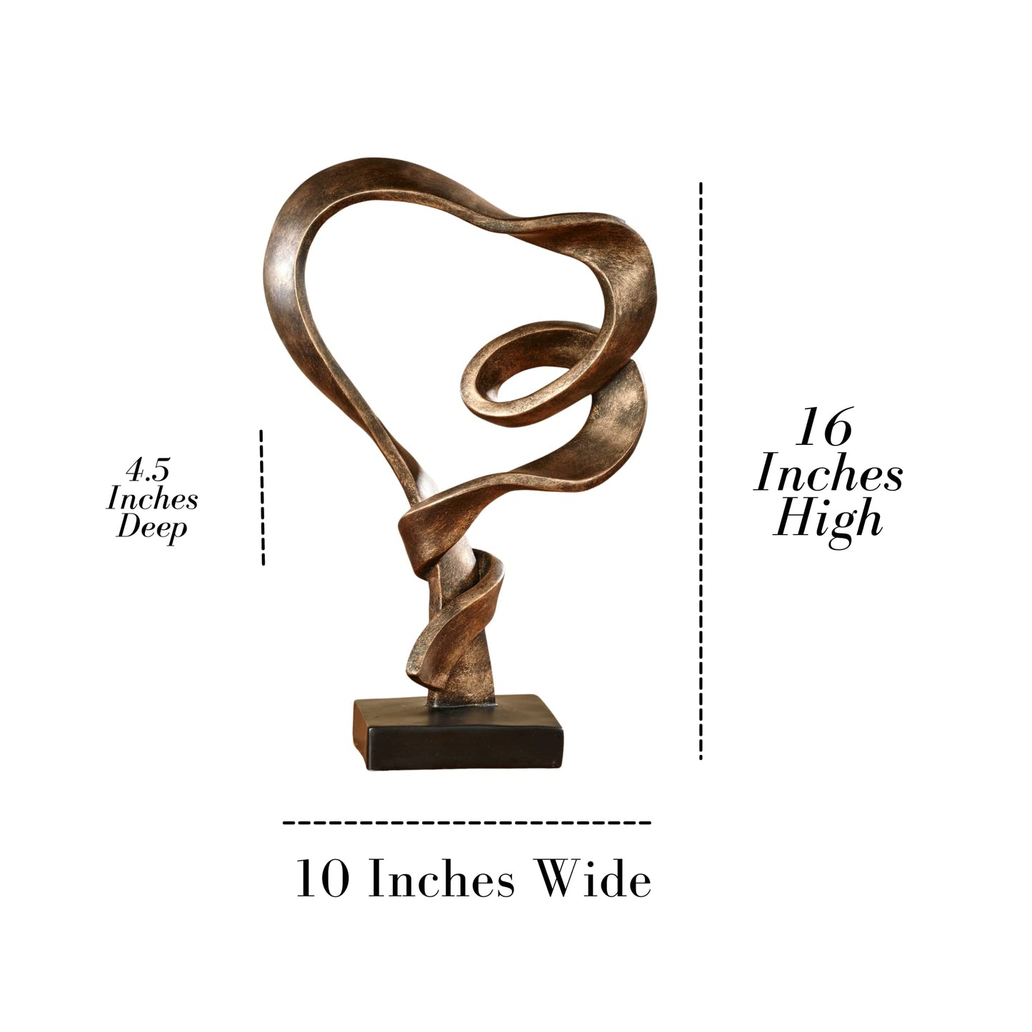 Touch of Class Lifes Journey Table Sculpture - Antique Gold - Love Statue Decor - Modern Decorative Sculptures for Desk, Bedside - Resin Abstract Heart Design - Ribbon-Like Representation