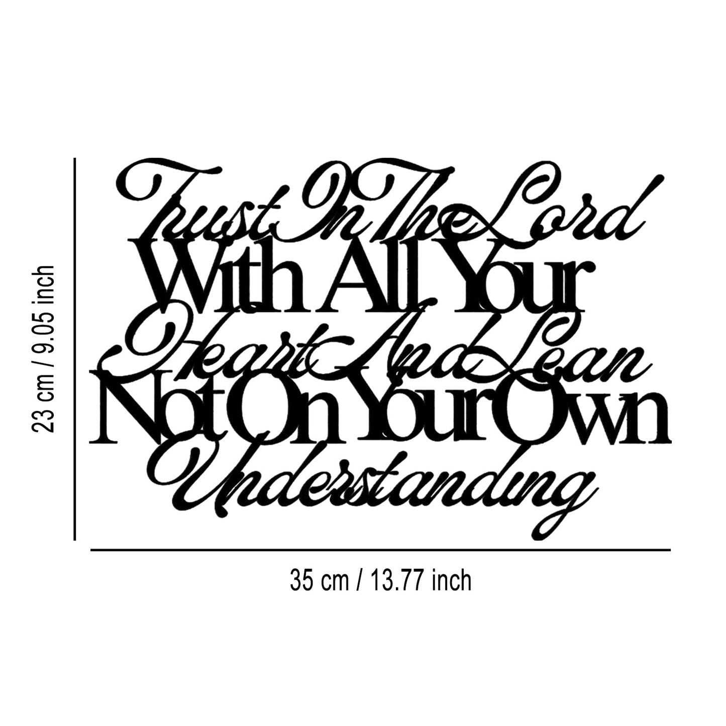 Proverbs 3:5-6 Trust In The Lord With All Your Heart Metal Wall Decor - House Decor Christian Religious Scripture Black Wall Art Inspirational Motivational Home Decor for Living Room, Bedroom, Dining Room (Black)