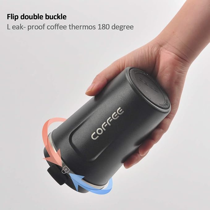 CS COSDDI 12 oz Stainless Steel Vacuum Insulated Tumbler - Coffee Travel Mug Spill Proof with Lid - coffee Cup for Keep Hot/Ice Coffee,Tea and Beer (Black)