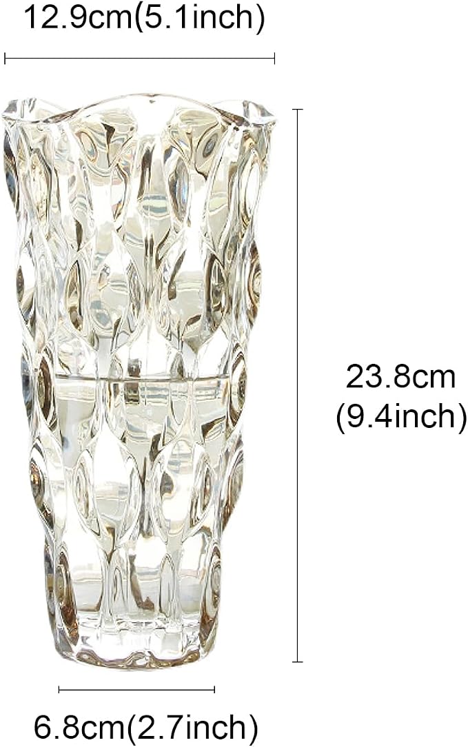 CEMABT 9.5inch 3.4 lb Glass Vases for Flowers Unbreakable Thickened Morden vase for Tables Centerpieces,Colorful,Vintage and Clear Rose Large Flower vases for Bouquet Unique Gifts（Champagne）