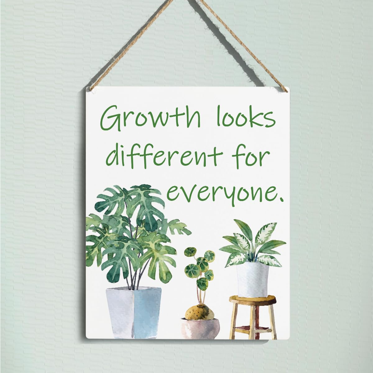 VYXVYX Growth looks Different for Everyone Wooden Hanging Sign, Eucalyptus Botanical Home Decor Hanging Door Signs, for Home Wall Office Decor 10 x 8 Inches