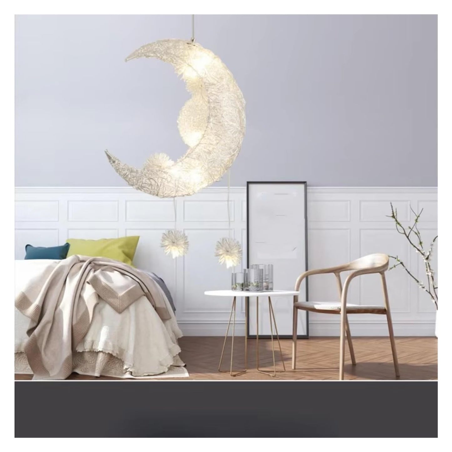Moon Pendant Lights LED Modern Chandelier Ceiling Light Children Bedroom Hanging Lamp,for the Living Room