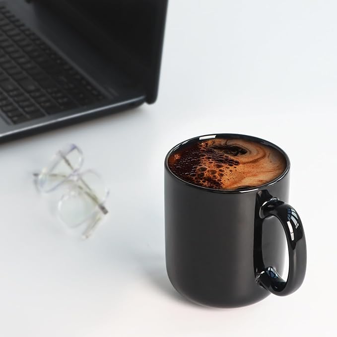 harebe 20 OZ Large Coffee Mug, Smooth Ceramic Tea Cup for Office and Home, Big Capacity with Handle, Black