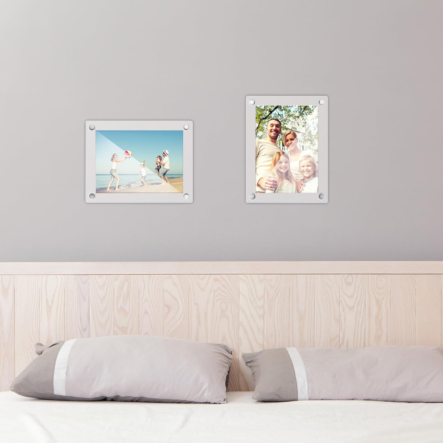 Wesiti 12 Pack Acrylic Picture Frames 5 x 7 Inches Floating Acrylic Photo Frame Clear Wall Mount Frameless with Metal Standoff for Christmas Home Artwork Display