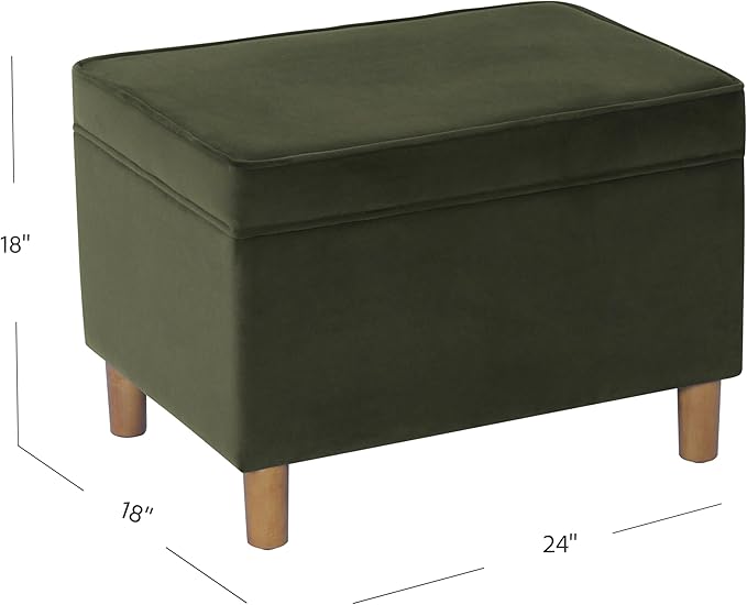 Spatial Order Home Decor | Dinah Collection Modern Storage Ottoman | Ottoman with Storage for Living Room & Bedroom(Loden Green Velvet)