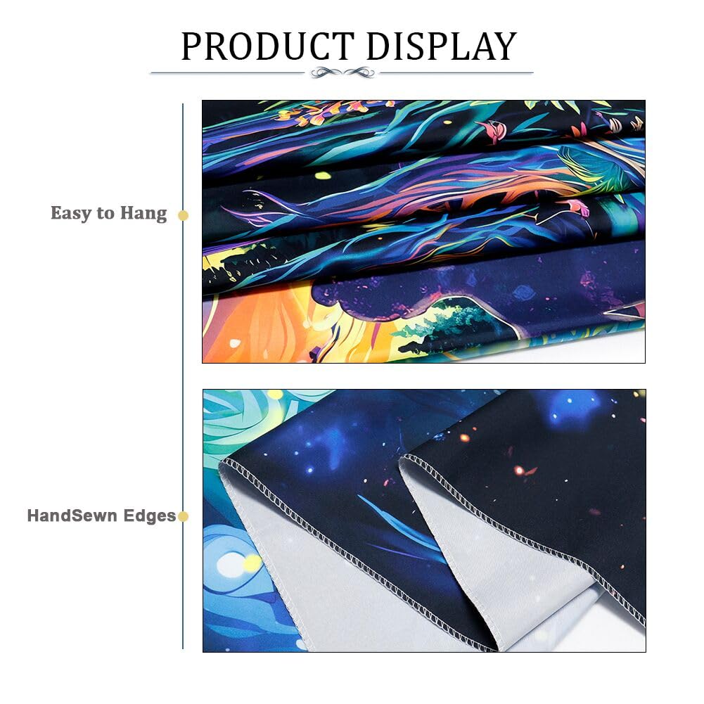 Heopapin Blacklight Psychedelic Forest Meditation Tapestry UV Reactive Cosmic Galaxy Starry Sky Wall Art Tapestry Trippy Yoga Spiritual Chakra Wall Hanging Tapestries for Home Decor 59.1L x 51.2W