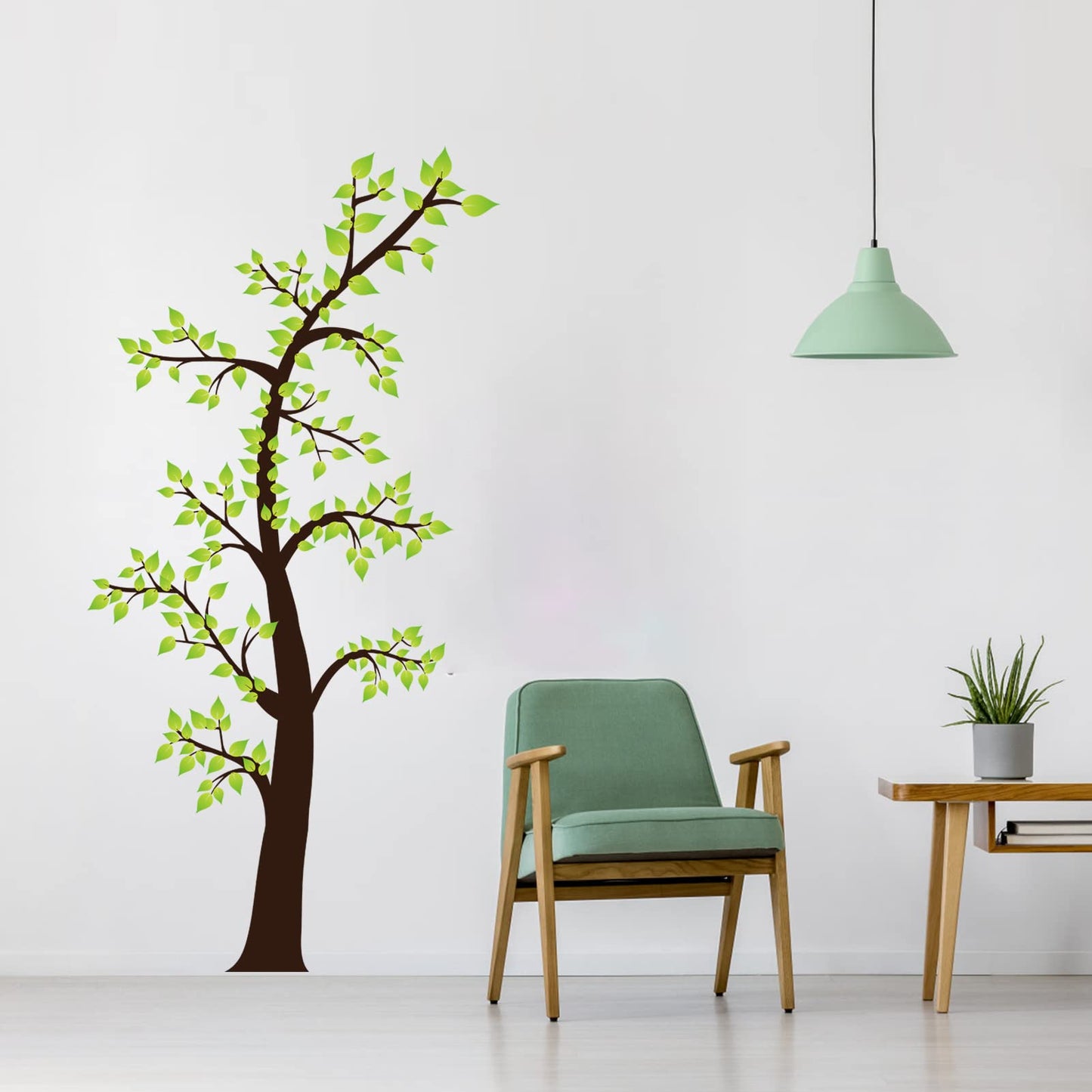Amimagen Green Tree Wall Decals - Family Tree Wall Stickers - Bedroom Living Room Sofa TV Background Home Wall Decor