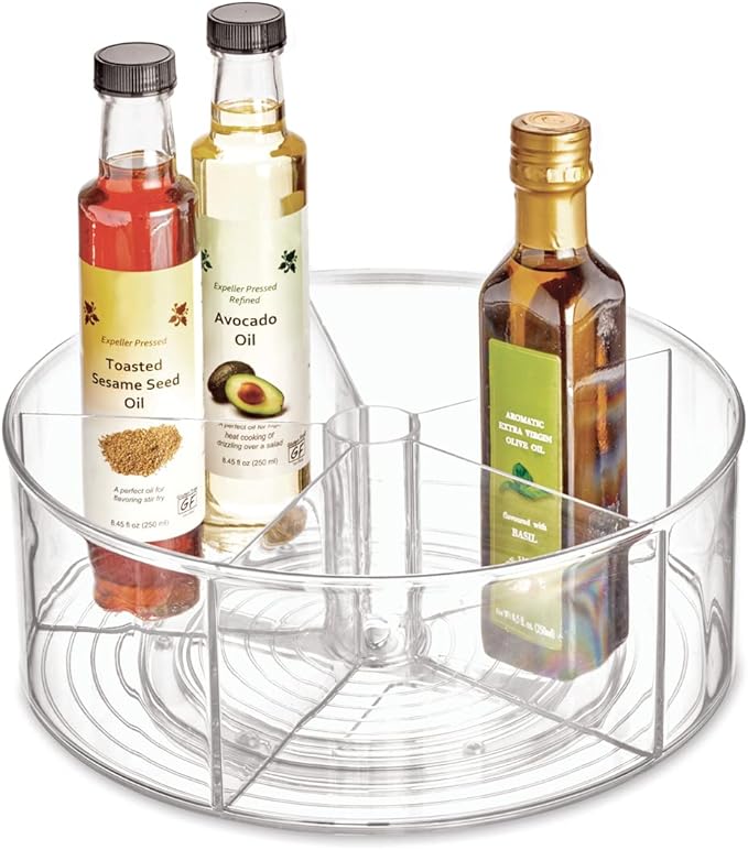 iDesign Recycled Plastic Lazy Susan Turntable Organizer Pantry, Bathroom, General Storage and More, The Linus Collection, 11.5", Clear