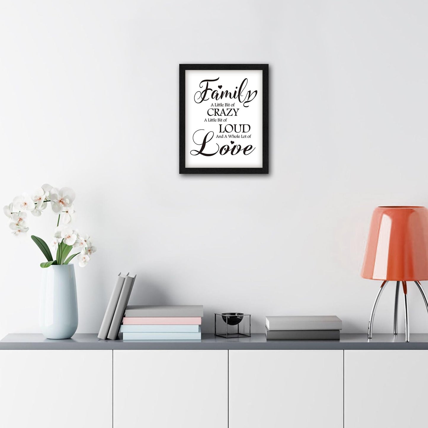 Framed Family Wall Art Home Decor 8x10 Inches, Black and White Inspirational Wall Decor A Whole lot of Love Canvas Picture Prints Minimalist Sign Quote for Living Room Bedroom Dining Room