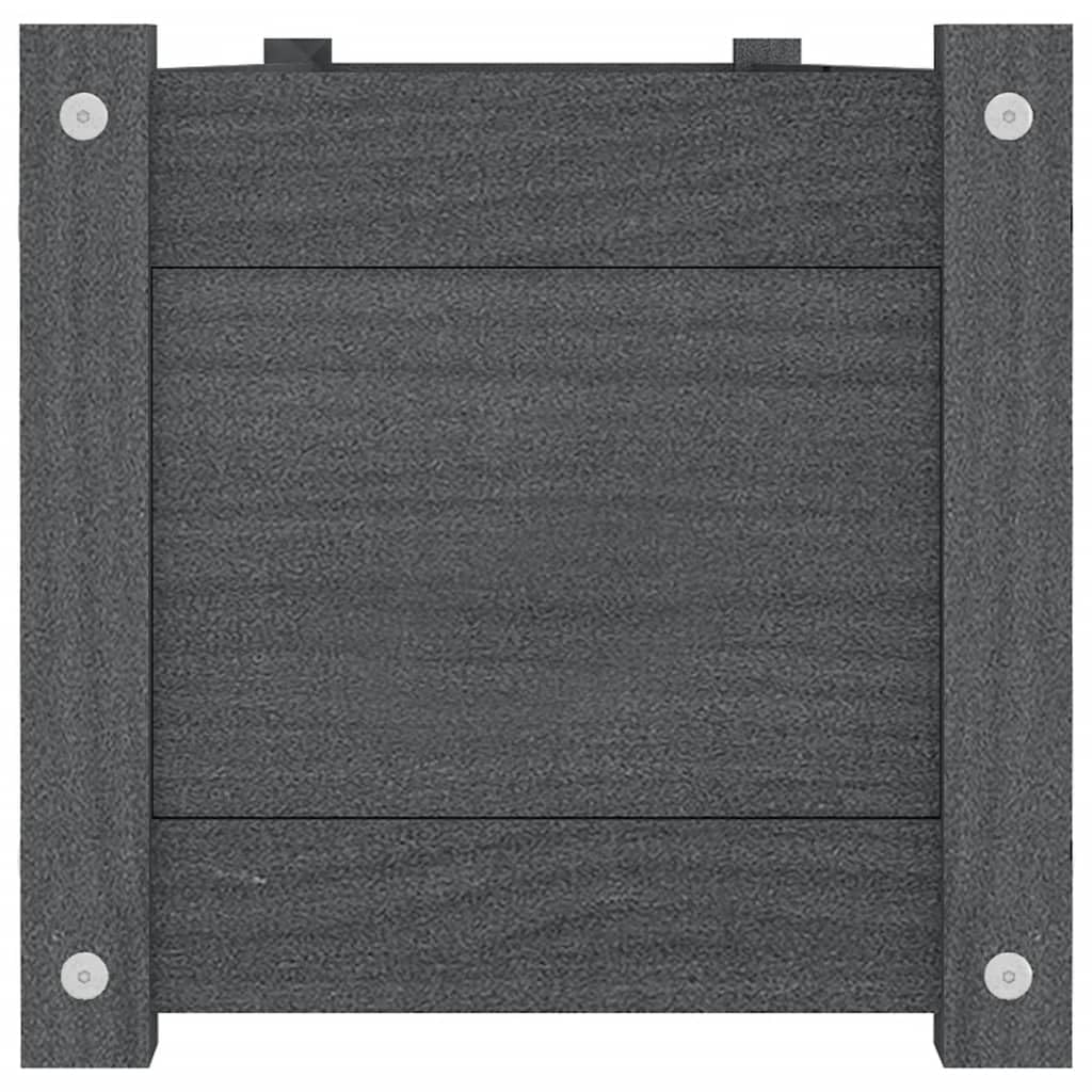 hliofuir Raised Garden Bed Set of 2 in Gray Solid Pinewood 59"x59"x12" Large Elevated Planter Box for Herbs Flowers Outdoor Patio Balcony Gardening