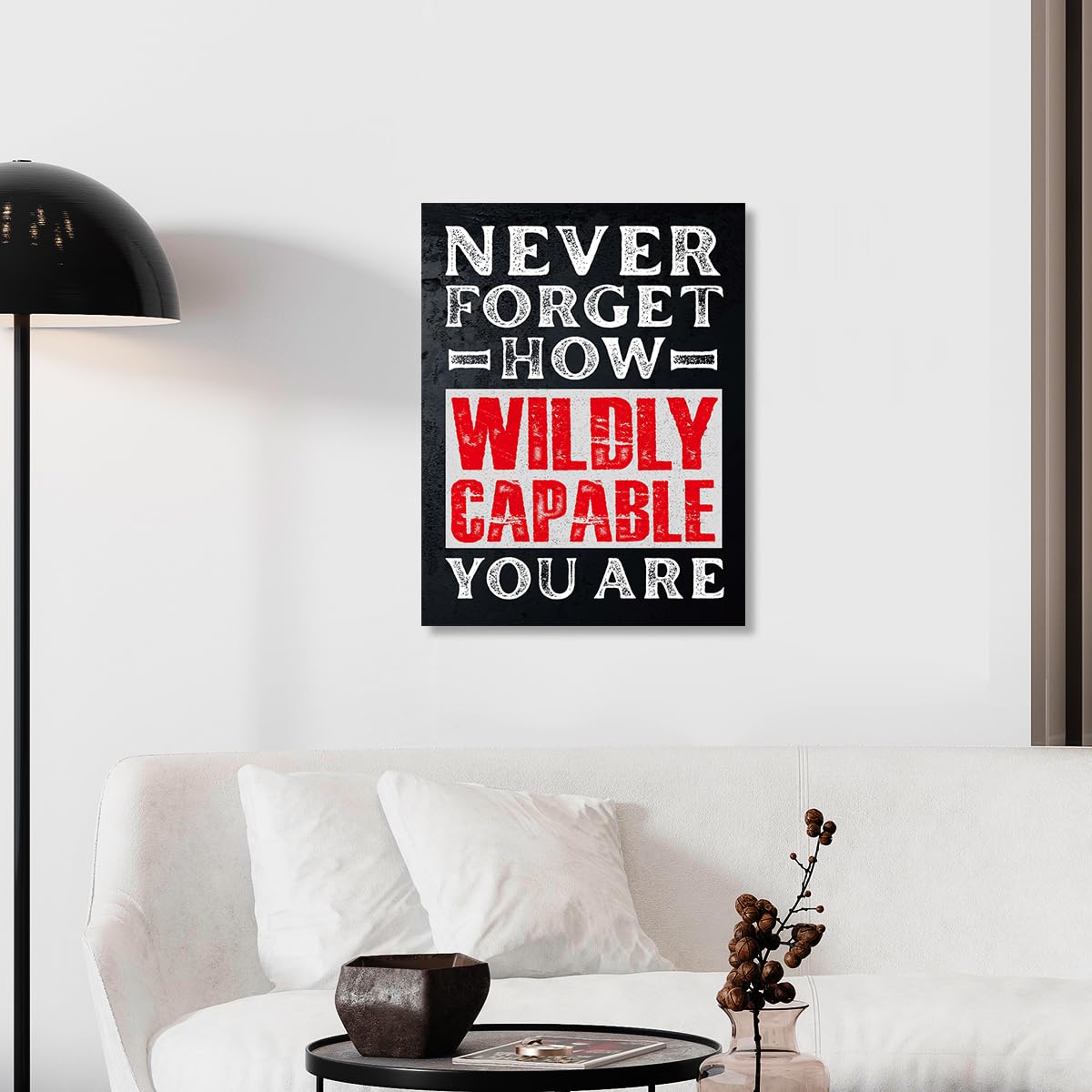 Gwisml Inspirational Canvas Wall Art,Never Forget How Wildly Capable You Are Motivational Quotes Canvas Frame Painting Prints Posters Artwork For Home Office Wall Decor