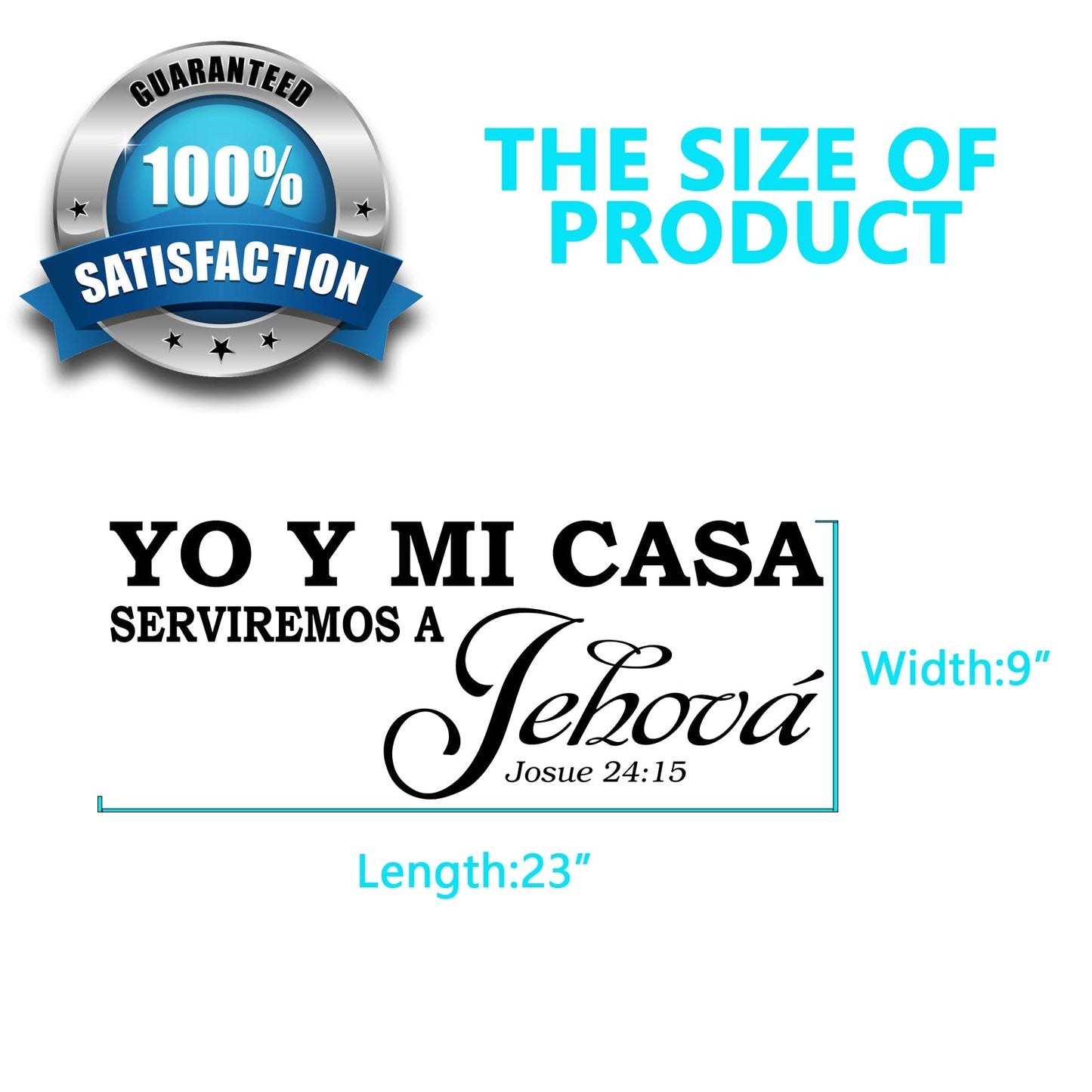 AnFigure Yo Y Mi Casa Serviremos A Jehová, Bible Verse Wall Decal, Living Room Quotes Scripture Christian Prayer Religious Faith Jesus God Bedroom Positive Home Art Decor Vinyl Stickers Espanol 23"x9"