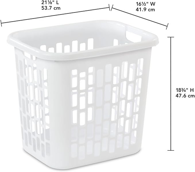 Sterilite Ultra Easy Carry Plastic Dirty Clothes Laundry Basket Hamper with Integrated Handles and Ventilation Holes, White (8 Pack)