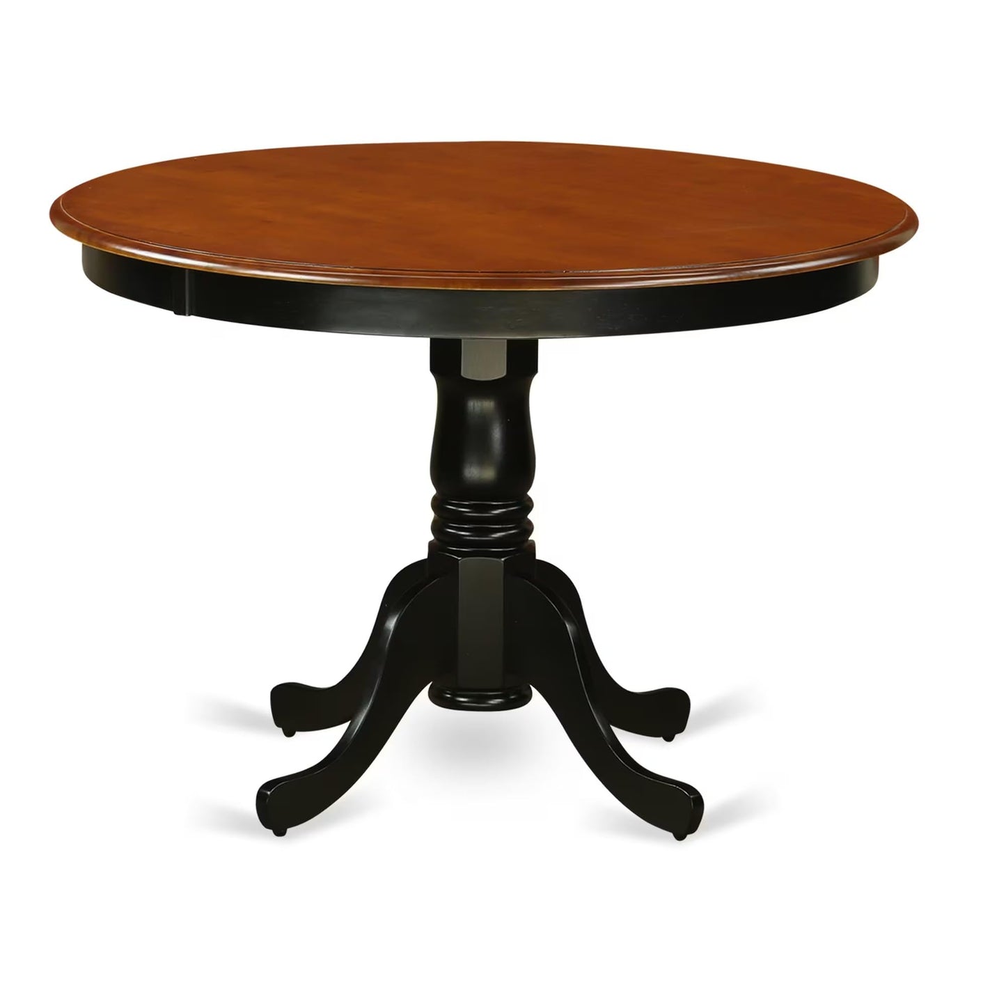 East West Furniture HLKE5-BCH-LC 5 Piece Kitchen Table & Chairs Set Includes a Round Dining Room Table with Pedestal and 4 Faux Leather Upholstered Dining Chairs, 42x42 Inch, Black & Cherry