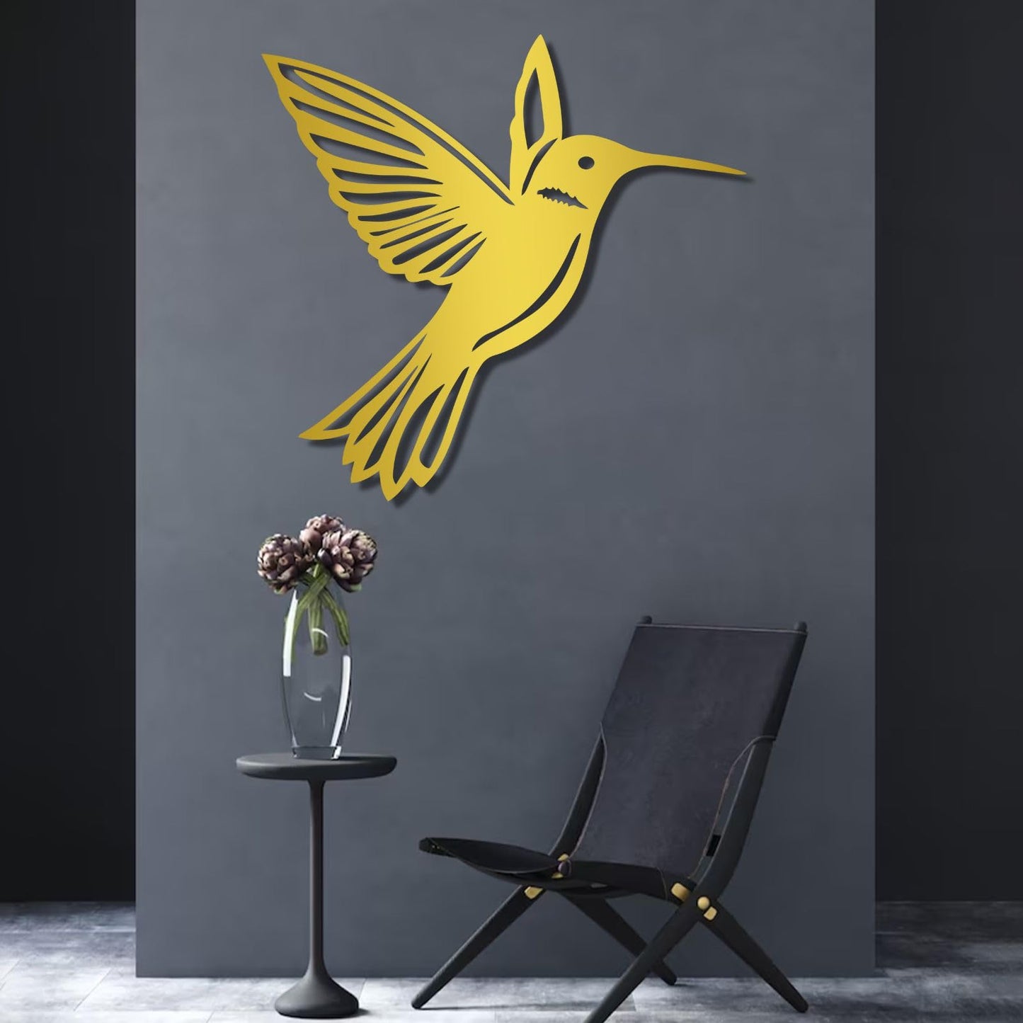 ENJOYOO Metal Hummingbird Wall Decor, Metal Hummingbird Wall Art Outdoor Decor, Bird Wall Decor (Black, 24×23in/60×58cm, metal wall art)