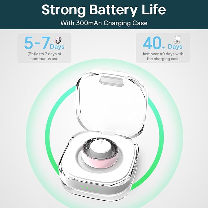 Smart Rings for Women Men,Fitness Tracker Ring,Heart Rate,Blood Oxygen,Blood Pressure,Step Tracker,Sleep Monitoring,No Subscription Fee,IP68 Waterproof Smart Ring for iPhone&Android(Pink 7)