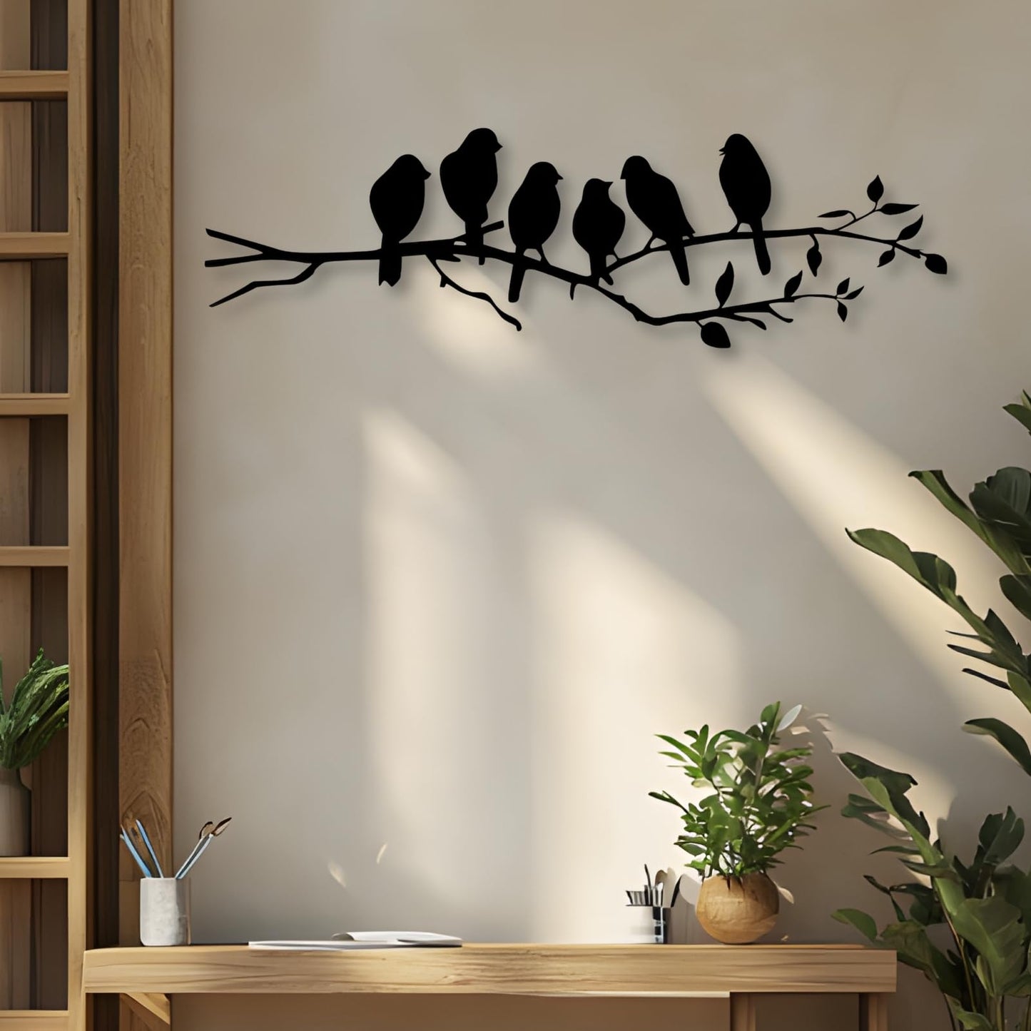 kuestboy Birds Metal Wall Art,Birds on Branch Metal Wall Decor,Animal Wall Hanging,Bedroom Wall Art,Country House Decor,Housewarming Gift (28" x 8" | 70 x 21 cm)