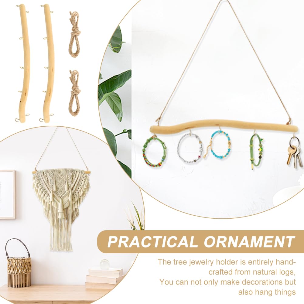 YOSINXU 2Pcs 15 Inch Driftwood for Crafts Natural Driftwood Decorative Branches, Home Wall Hanging Decor Jewelry Organizers with 5 Hooks, Handcrafted from Natural Drift Wood for Keys Hats Entryway
