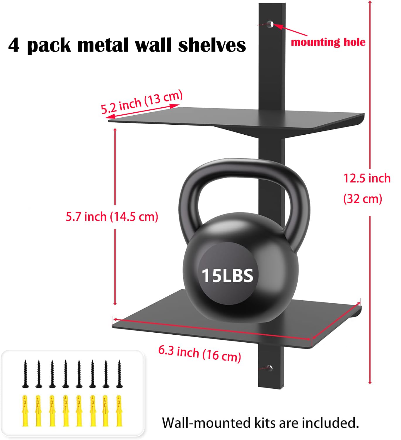 DuvinDD 8 Tier Invisible Floating Book Shelves for Wall, Hanging Bookshelves Vertical Spine Book Tower, Heavy-Duty Metal Floating Bookshelf, 4 Pack Black
