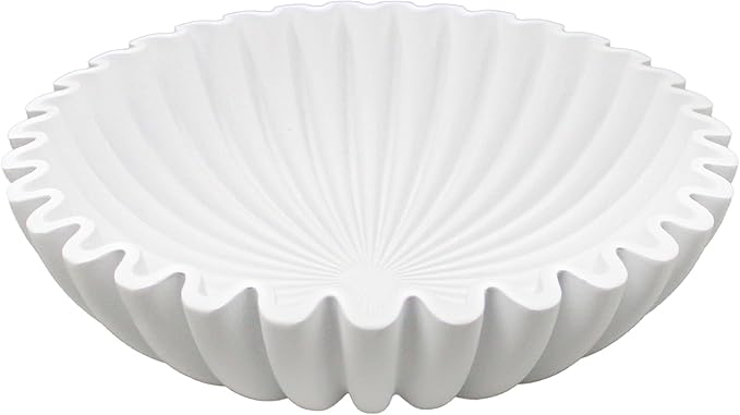 YMXYJM Large Decorative Bowl, Modern Handicraft Bowls for Home Decor, Decorative Fruit Bowl for Kitchen Counter, Ruffle Bowl Decor, Stylish Key Bowl for Entry Table, White
