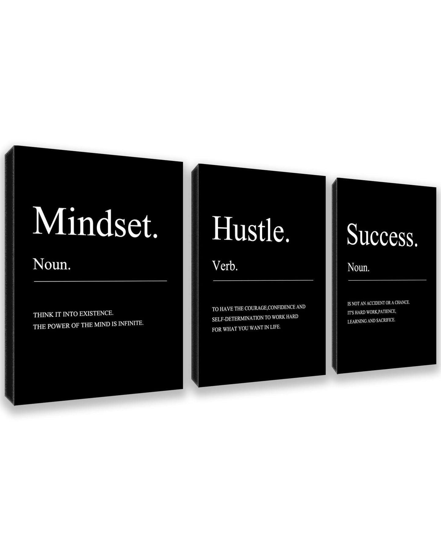 Motivational Wall Decor 3 Pieces Success Paintings Motivational Posters Prints Office Wall Decor Inspirational Canvas Wall Art Picture for Home Bedroom Living Room Decorations(36" Wx16 H)