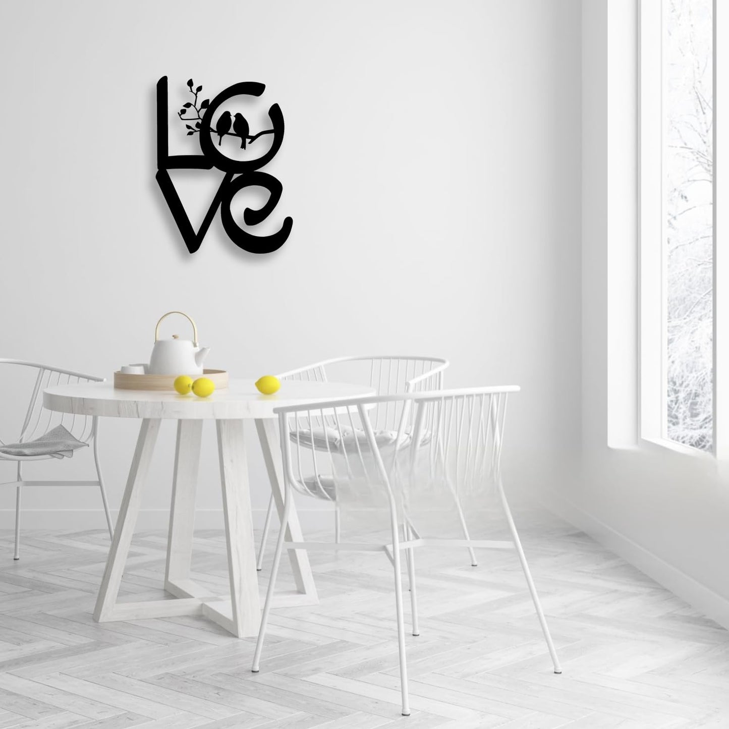 LIYOUYA LOVE Tree Couple Bird Metal Wall Decor - Love Art Room Decor Black Wall Art Home Decor for Living Room, Bathroom, Bedroom, Dining Room (Black)