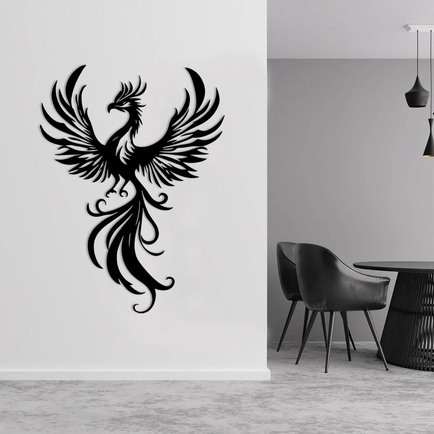 Phoenix Metal Wall Art, Flying Phoenix Metal Wall Decor, Bird Wall Decor, Flying Bird Wall Hanging, Animal Wall Art, Modern Farmhouse Decorations, Living Room Decoration (White, 24"x18"/60x45cm)