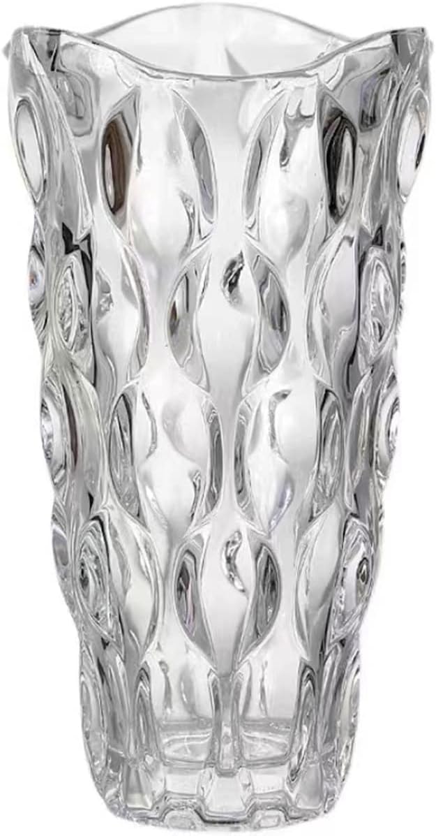 CEMABT 9.5inch 3.4 lb Glass Vases for Flowers Unbreakable Thickened Morden vase for Tables Centerpieces,Colorful,Vintage and Clear Rose Large Flower vases for Bouquet Unique Gifts（Clear）