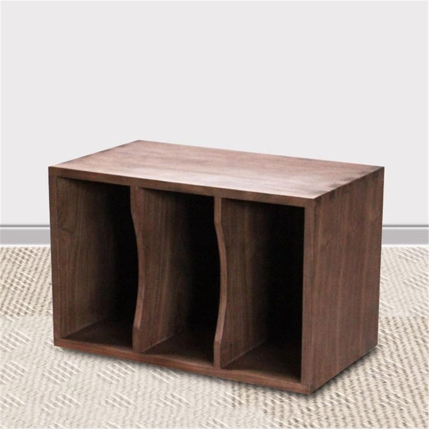 uP9sF2mD DVD Shelf Organizer Home Retro Wooden Vinyl Record Display Cabinet with Partition for LPs Books Magazines CD Storage Rack