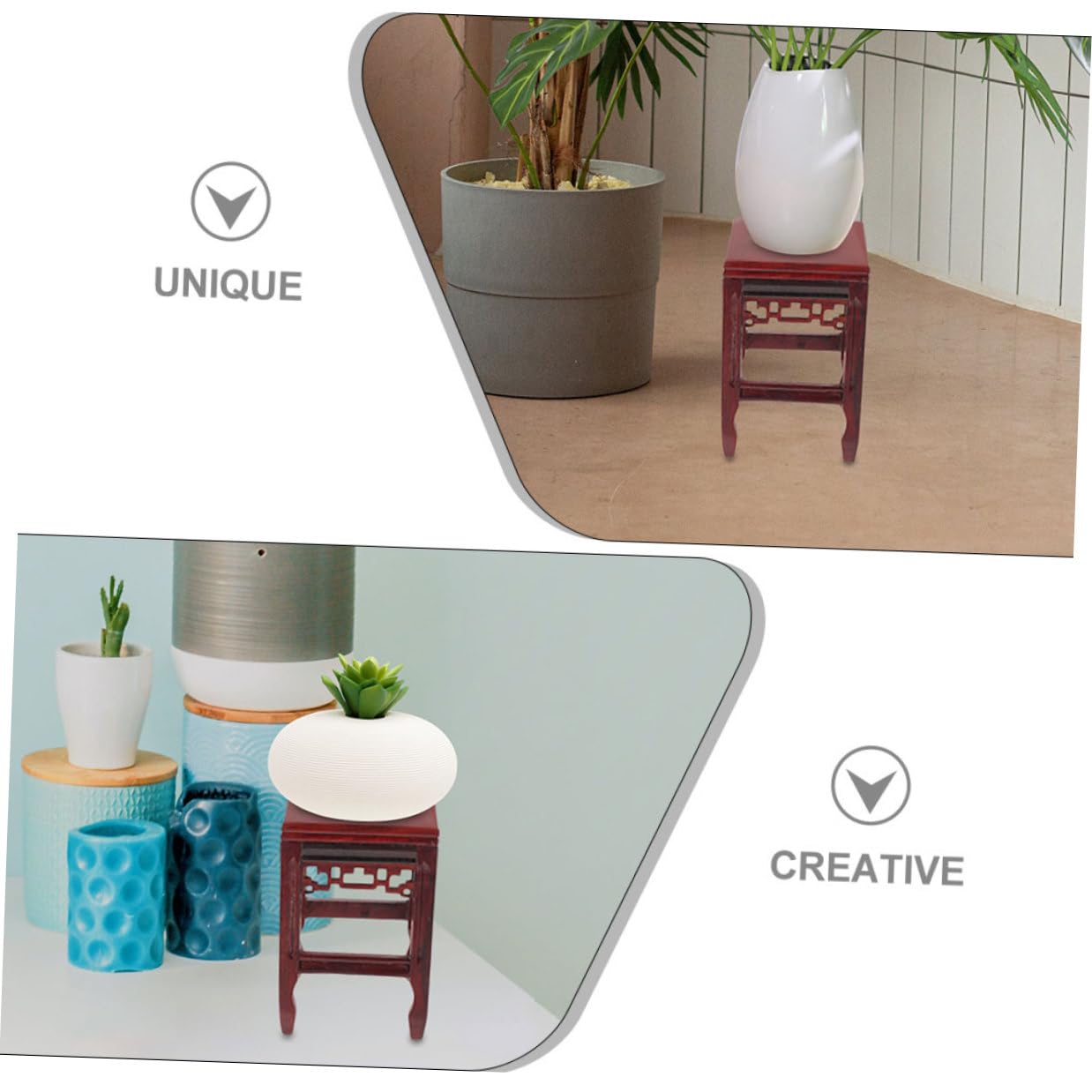 Gadpiparty Wooden Plant Stand Mid-century Modern Display Pedestal for Indoor Flower Pots Wood Planter Rack Stylish Decor Holder for Succulents and Small Plants