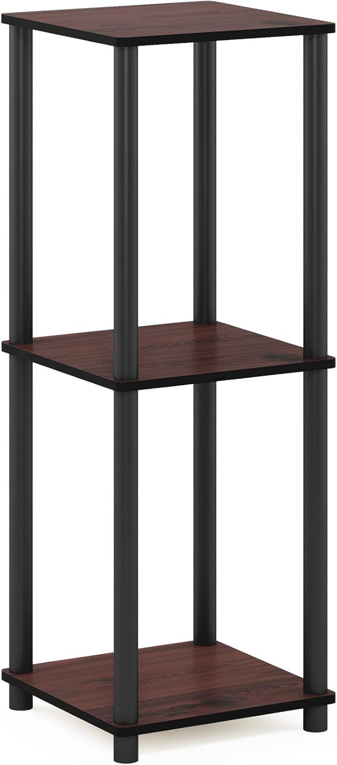 Furinno Turn-N-Tube Night Stand Set of 2, 2-Tier Nightstand, Dark Cherry | Stackable, Open Shelf, Toolless Bedside Table, Side Table, End Table for Living Room, Bedroom