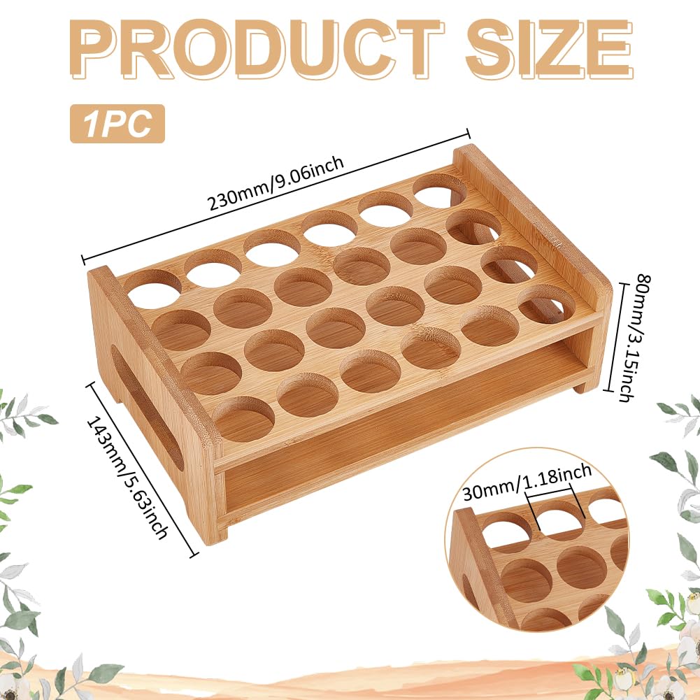 UNICRAFTALE Wooden Test Tube Rack 24-Holes Bamboo Multi-Use Cylinder Tube Display Racks Rectangle Razors Pencils Art Brushes Holder for Laboratory Home Crafting Potted Plant 9.06"x5.63"x3.15"