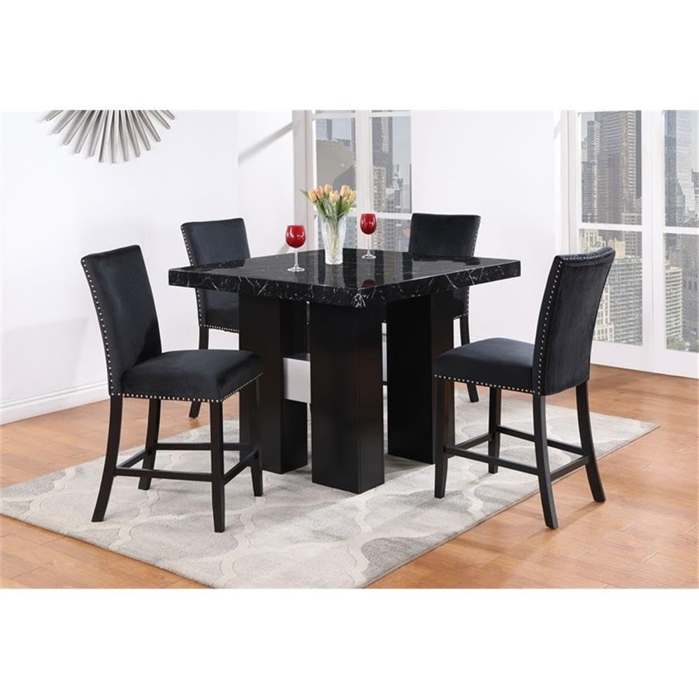 Global Furniture USA D04 Black Faux Marble Counter Top Bar Table