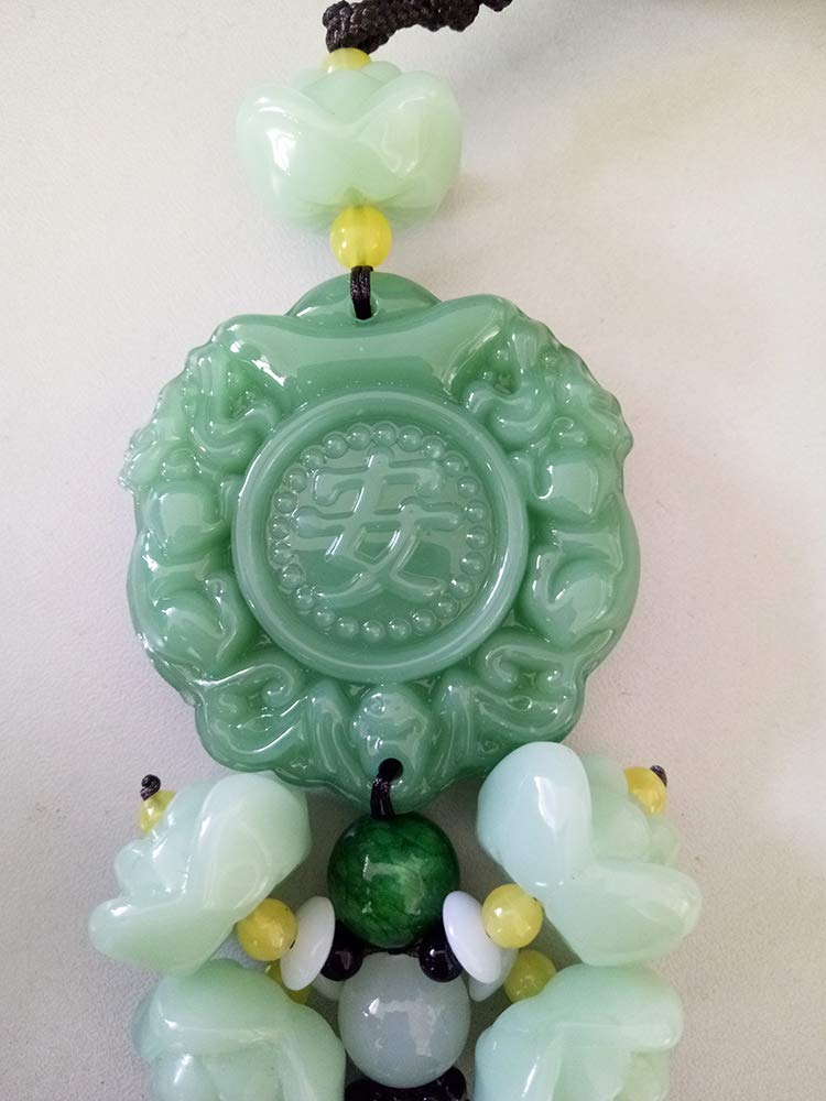 Chinese Traditional Style Green Crystal Hanging Decoration House Door Window Charm Hanging Pendant Amulet Pray for Luck Safety (Lucky and safe)