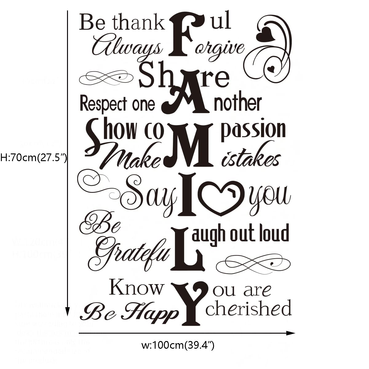 Runtoo Family Saying Wall Art Stickers Inspirational Quotes Wall Decals Living Room Bedroom Home Decor