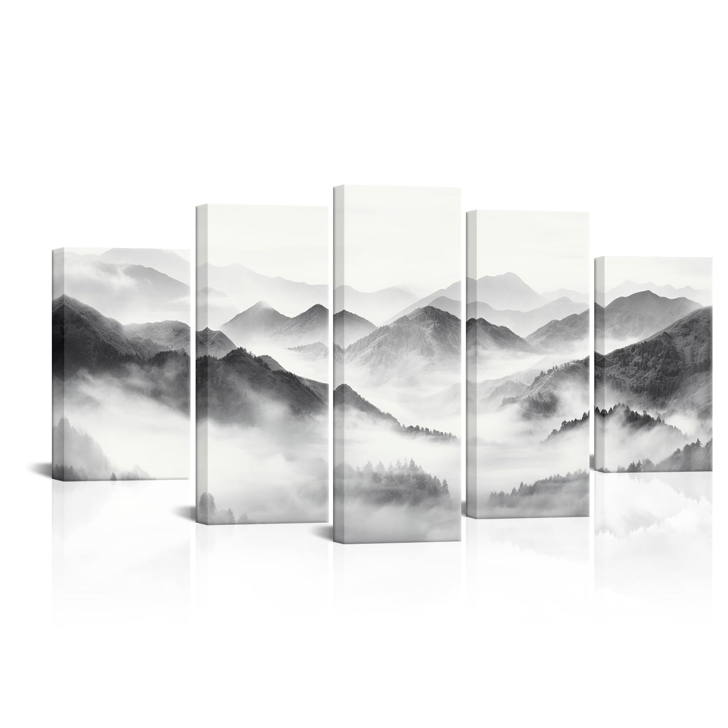HOMEOART Mountain Wall Art Nature Landscape Painting Living Room Decor 5 Pieces Art Prints Overall 60inchx32inch