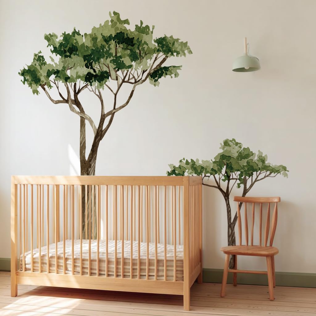 astrkiz Extra Huge Trees Wall Decals Peel and Stick, Self Adhesive PVC Realistic Tree Wall Mural Sticker, Precut Safari Acacia Tree Wall Art Decor for Kids Bedroom Playroom Nursery Room, 70.86"x88.58"