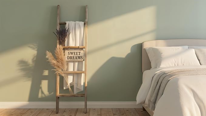 Rustic Revival | Barnwood Display Ladder – Farmhouse Decorative Ladder Made from Authentic Weathered Wood – Real Wood Leaning Ladder for Blankets, Towels & Rustic Décor