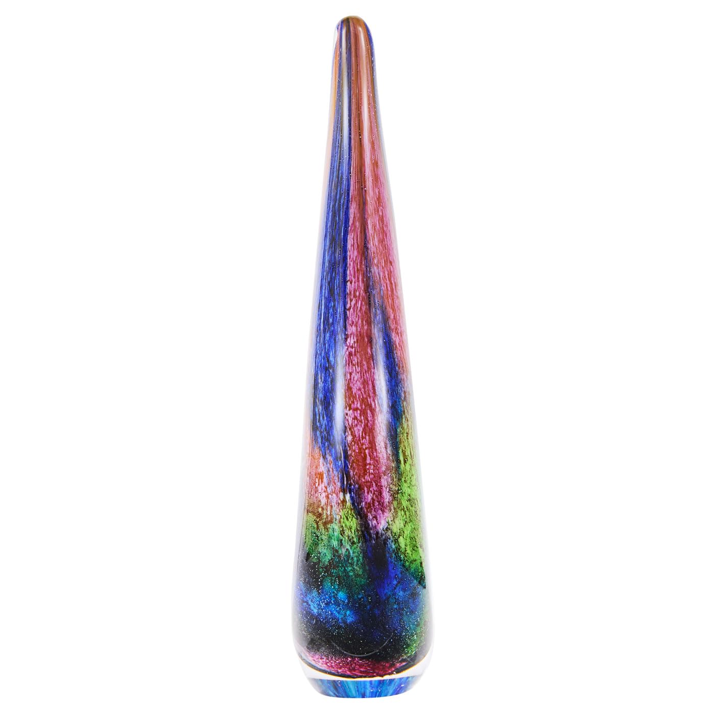 Luxury Lane Hand Blown Abstract Hollow Tear Drop Sommerso Art Glass Sculpture for Home Decor 8.5 inch Tall Centerpiece Table Decoration