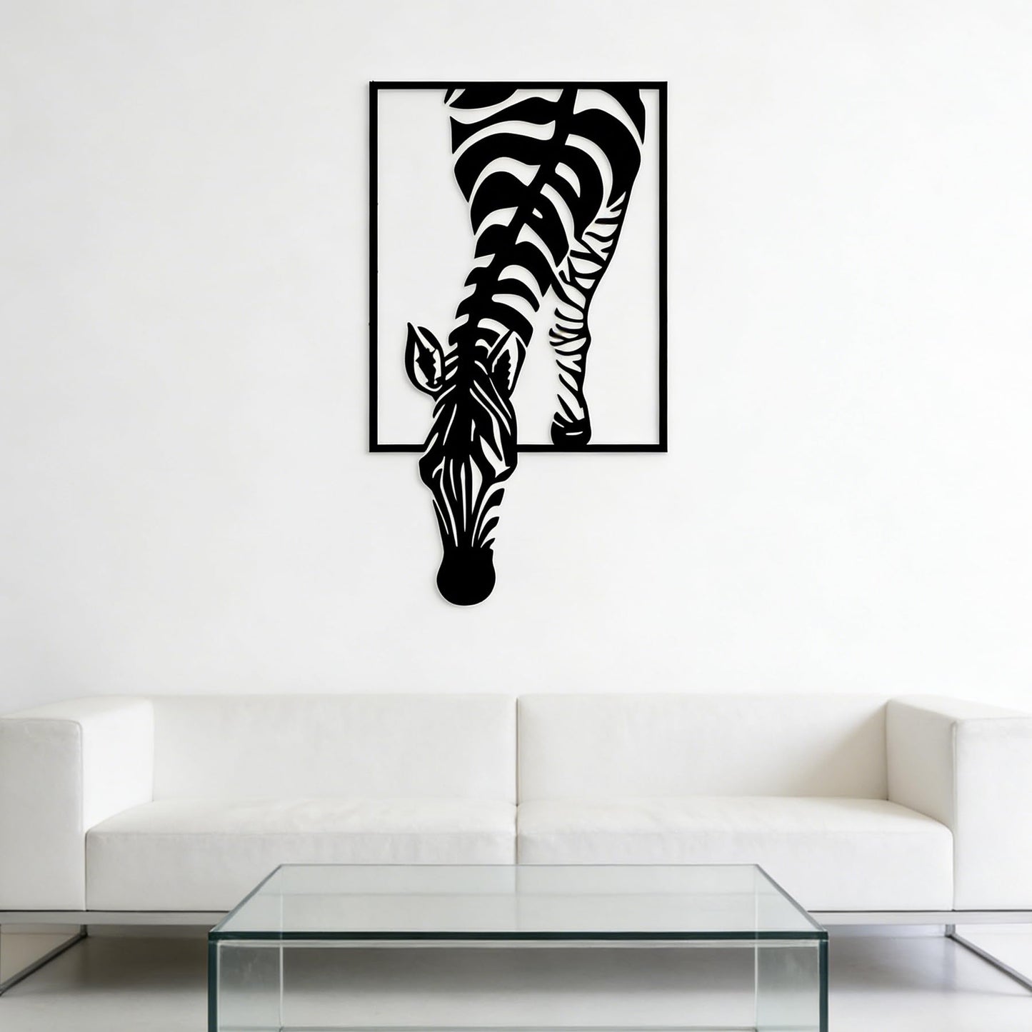 Black Metal Zebra Wall Art, Safari Wildlife Metal Wall Decor, Modern Animal Silhouette Wall Hanging for Living Room Bedroom Hallway Home Office, 3D Window Frame Style African Zebra Decor Gift for Home Decoration 13.78x7.87 inches
