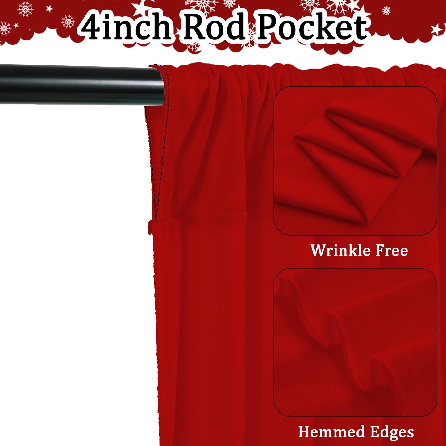 GEWONELIFE Christmas Backdrop Curtain - 10×7ft Red & Green Holiday Party Background Decor for Xmas Tree Photos, Home Festive Wall, Mall Santa Booth, Reusable Winter Celebration Decoration for Families