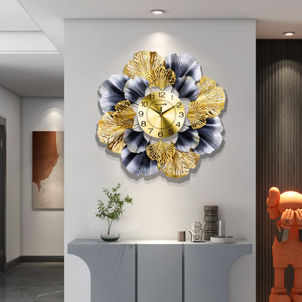 NEOTEND Modern Large Wall Clock - 26.8 Inch Silent Battery Operated for Living Room, Bedroom, Office Decor