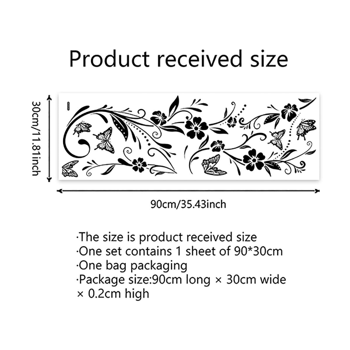 Runtoo Flower Vines Wall Stickers Black Floral Anti-Collision Window Cling Decals Butterfly Glass Door Wall Decor for Bathroom Living Room Bedroom Nursery Office Decoration