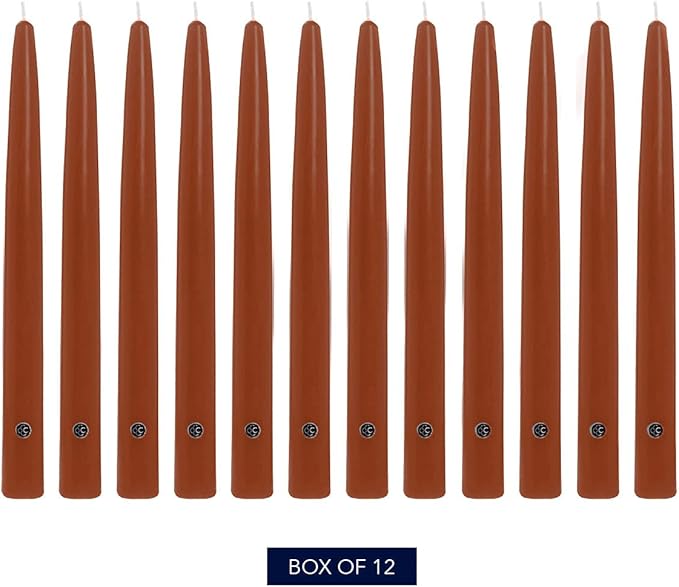 Colonial Candle Unscented Taper Candle, Handipt Collection, Amber, 12 in, Pack of 12 - Up to 10 Hours Burn