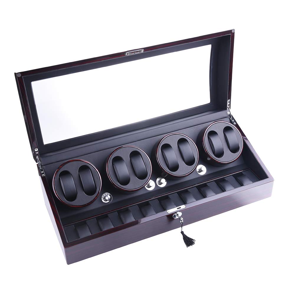 udgtee XTELARY Automatic Watch Winder, Watch Winders with 8 Winder Positions, 9 Storage Spaces, Super Quiet Motor, 4 Rotation Modes, and Dual Power Supply for Men and Women Watches