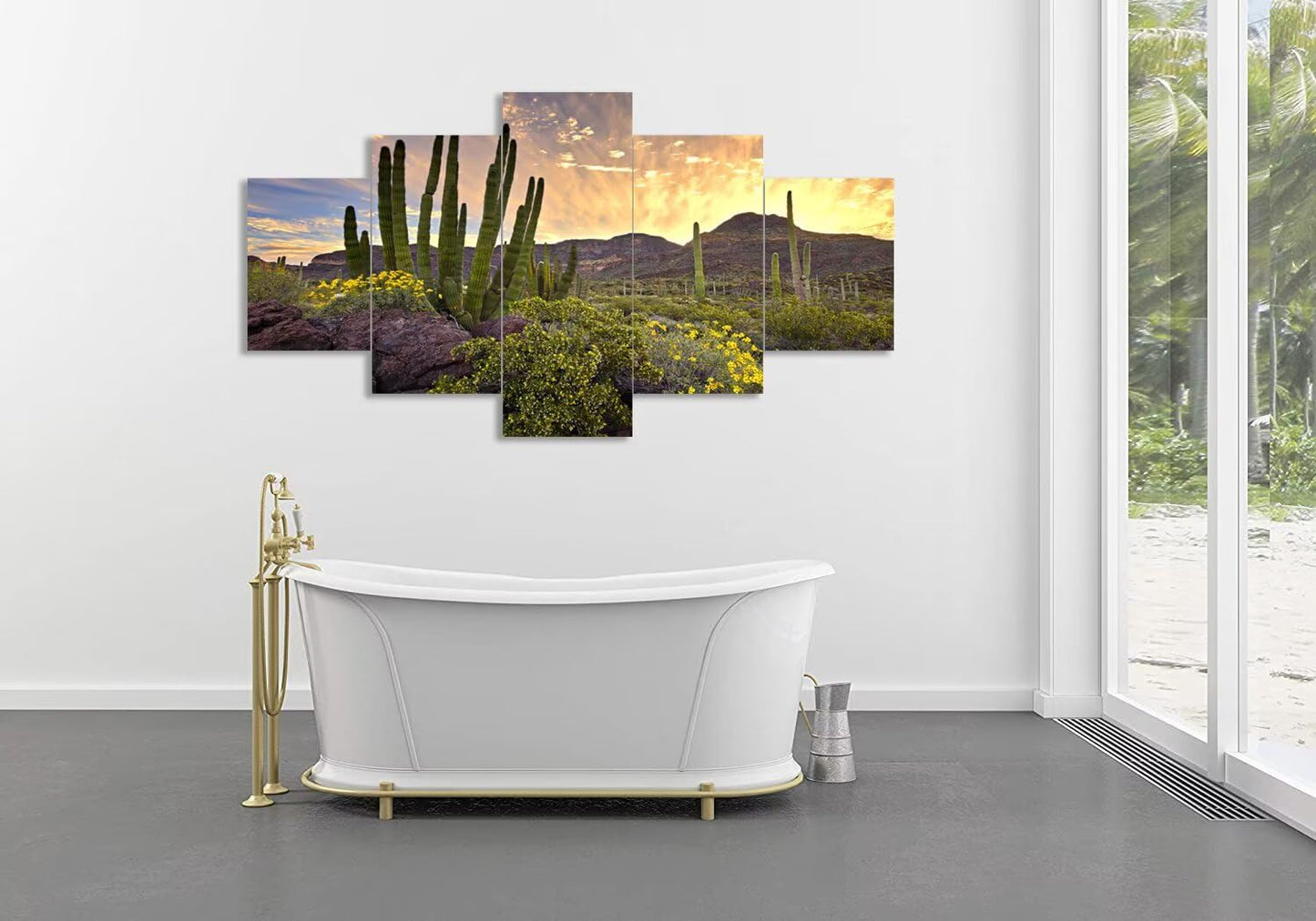 Sunrise Organ Pipe Cactus National Monument Canvas Wall Art for Living Room Bedroom Bathroom Home Decorations Framed Artwork Ready to Hang(60''W x 40''H)